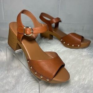 Style & Co. Cognac Studded Platform Sandals - Size 9